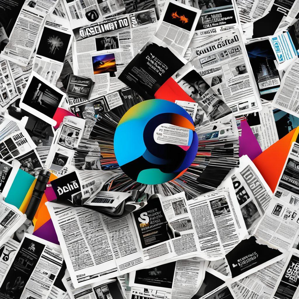 A vibrant collage illustrating the evolution of media, featuring a dynamic flow from printed articles to digital streaming. Include iconic symbols like a newspaper, a smartphone displaying a streaming app, and graphics of diverse audiences engaging with content. The background should be lively and modern, bursting with colors that represent creativity and engagement. Make it visually appealing to evoke curiosity about media transformation. super-realistic. vibrant colors. 3D.